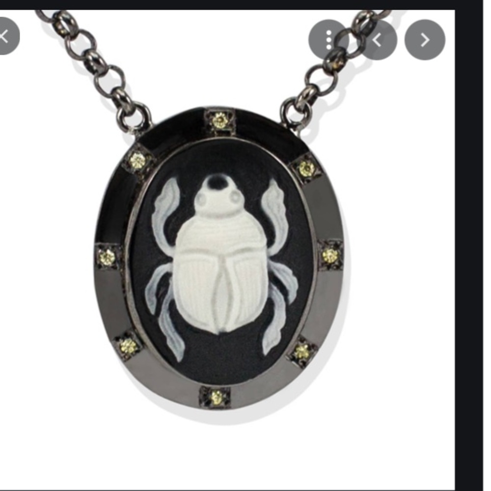 Vintouch porcelain beetle necklace